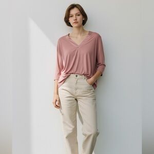 Banana Republic Dusty Pink V-Neck Blouse